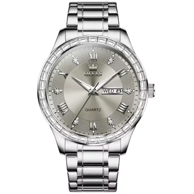 OLEVS 9906 Quartz Men's Watch Classic Fashion Men's Business Waterproof Stainless Steel Diamond dial Top Luxury Brand Men Watch